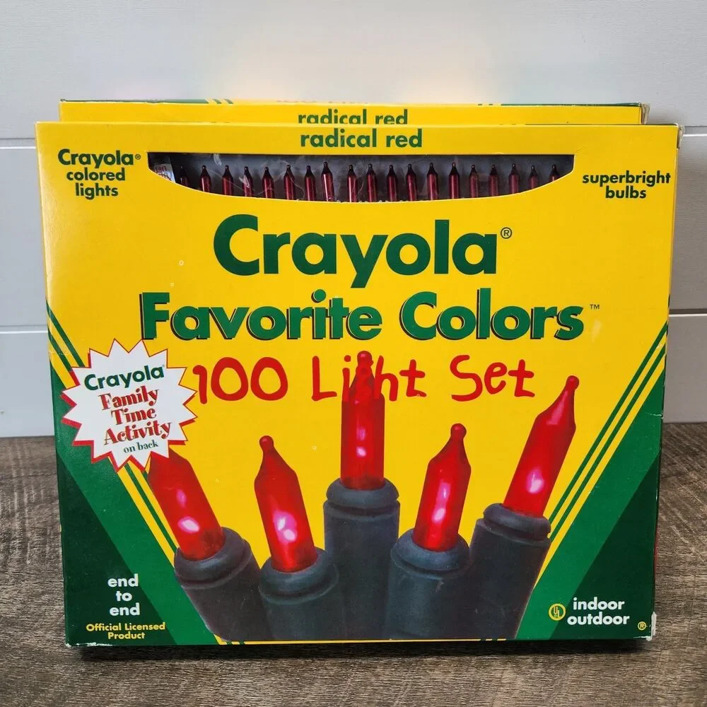 2 Boxes New Vintage 1996 Crayola Favorite Colors 100 Light Set Radical Red